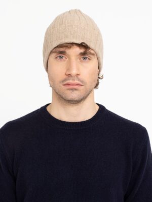 Unisex Ribbed Beanie in 100% Recycled Cashmere – Made in Tuscany