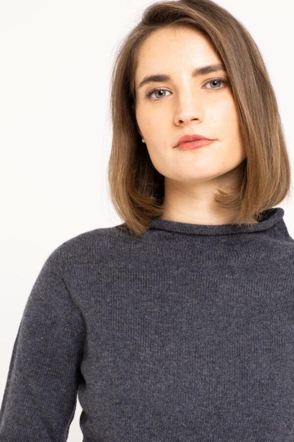 Women’s Luxury Cashmere Funnel Neck Sweater – 2-Ply Seamless Knit - Image 3