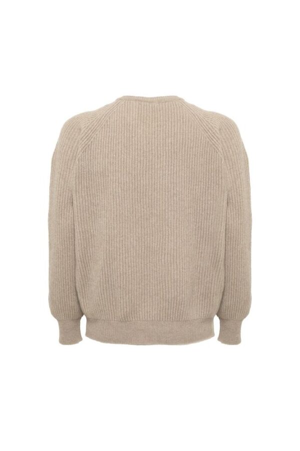 Men’s Recycled Cashmere Fisherman-Rib Sweater – Structured Eco-Luxury - Image 2