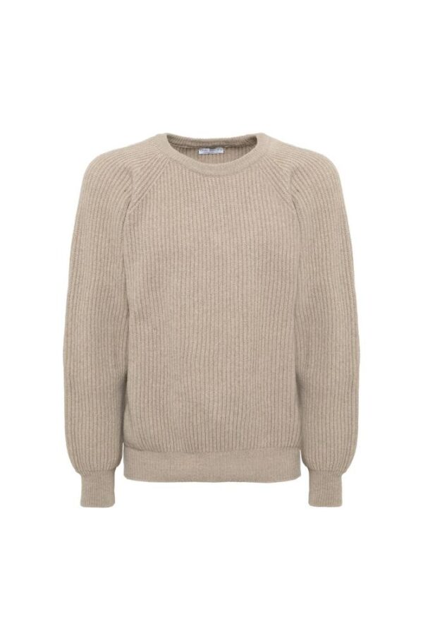 Men’s Recycled Cashmere Fisherman-Rib Sweater – Structured Eco-Luxury