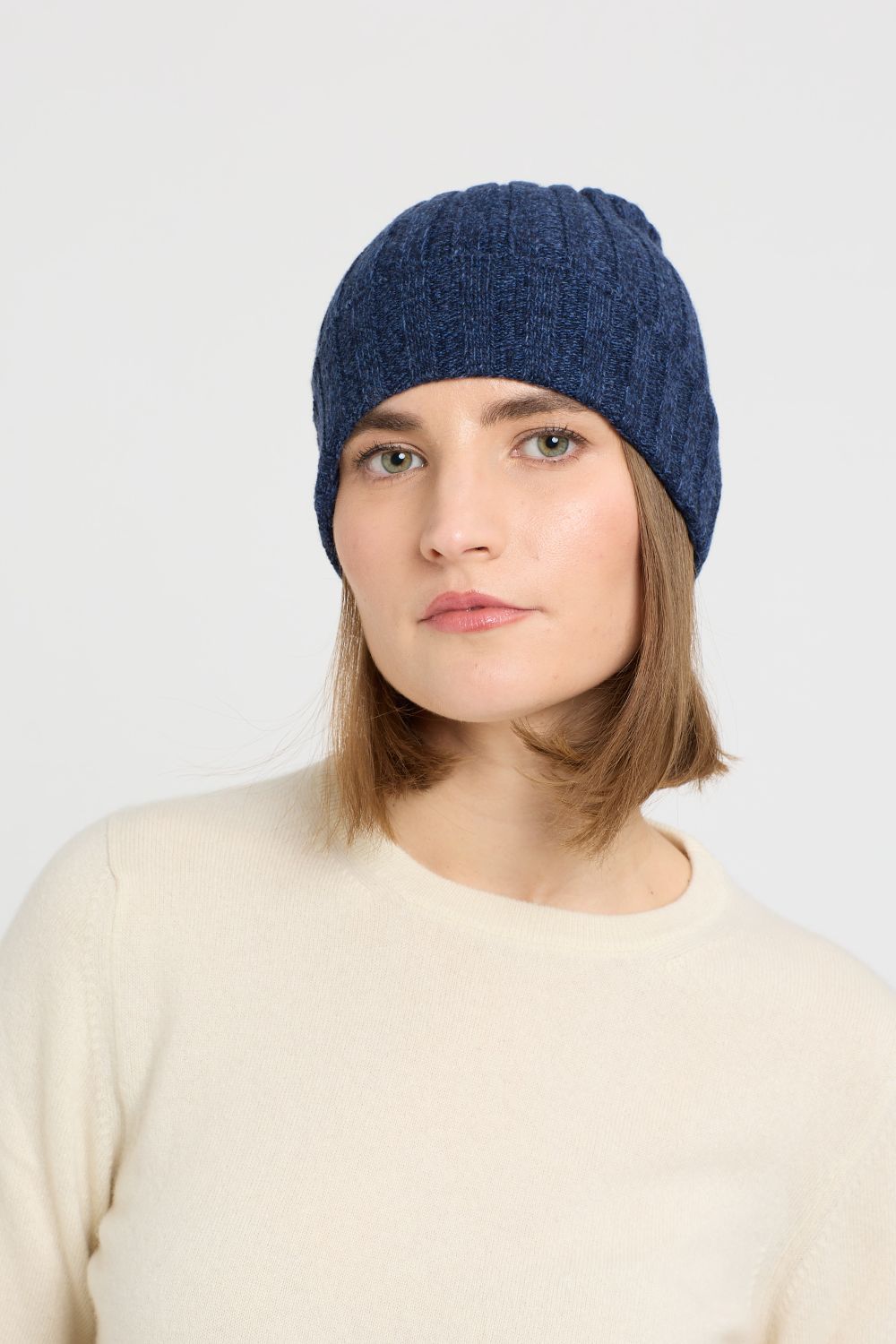 Ribbed Mouliné Cashmere Beanie 21×23 cm | Made in Tuscany - Image 2