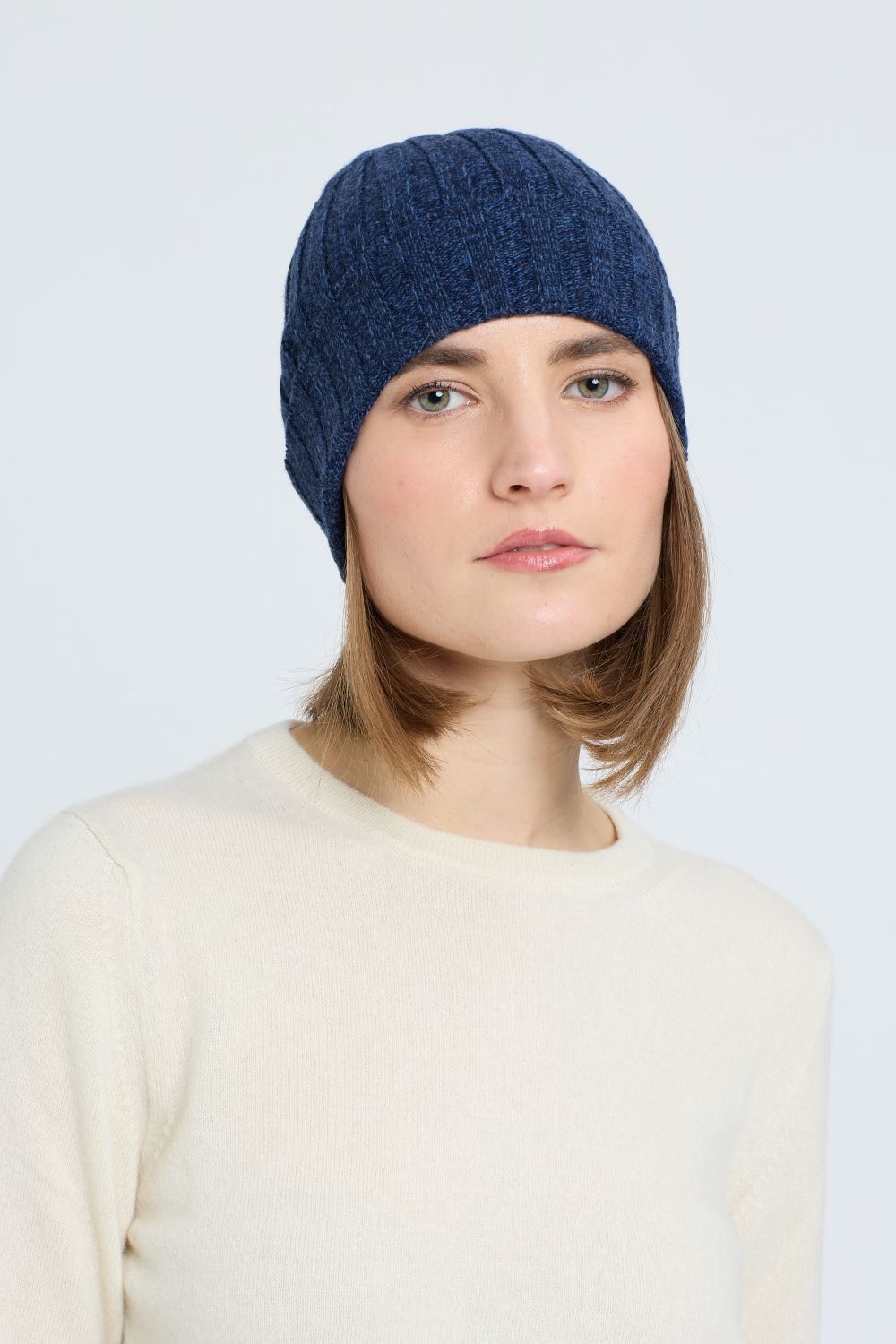 Ribbed Mouliné Cashmere Beanie 21×23 cm | Made in Tuscany - Image 4