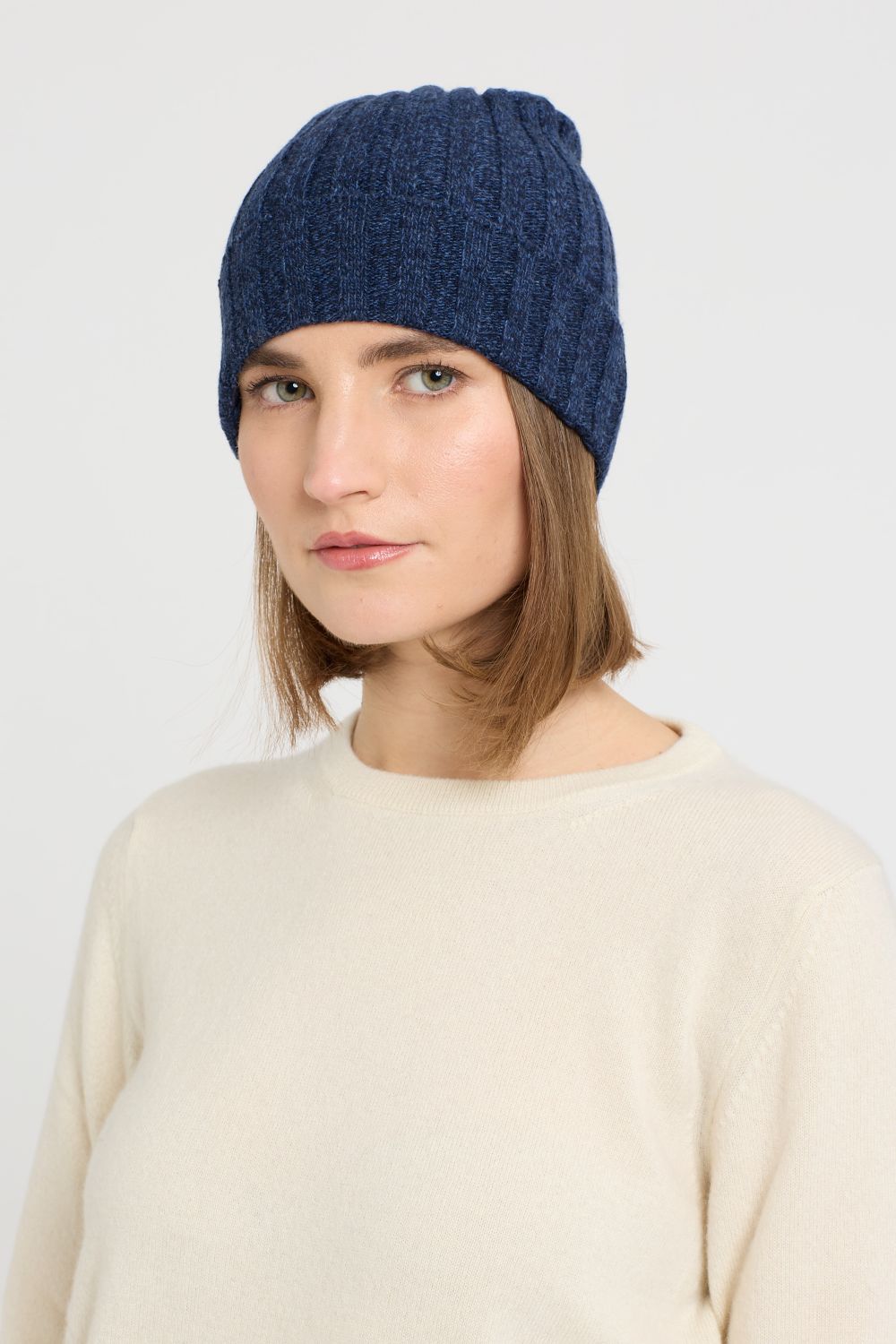 Ribbed Mouliné Cashmere Beanie 21×23 cm | Made in Tuscany - Image 5